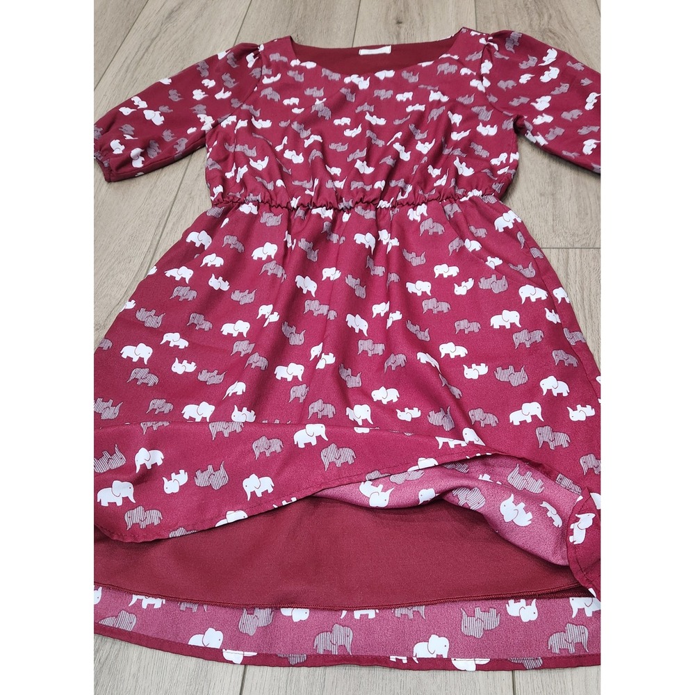 Everly Elephant Print Mini Dress Lined Pockets NO BELT Elastic Waist Women Small - Picture 4 of 10
